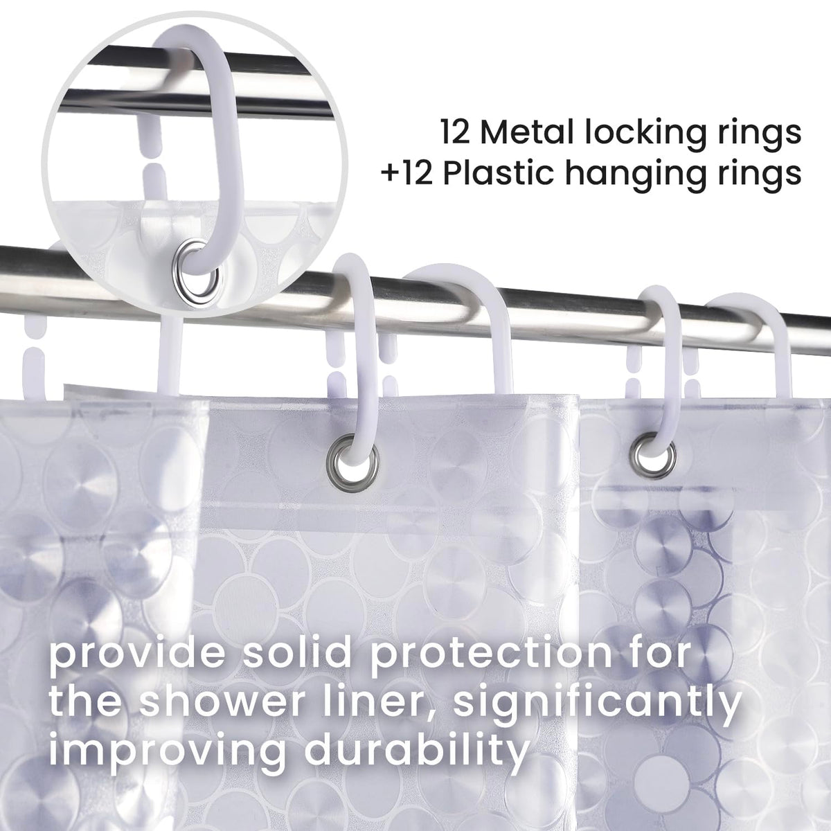 LiBa Shower Curtain PEVA 8G, 72x72 Inch Waterproof Clear