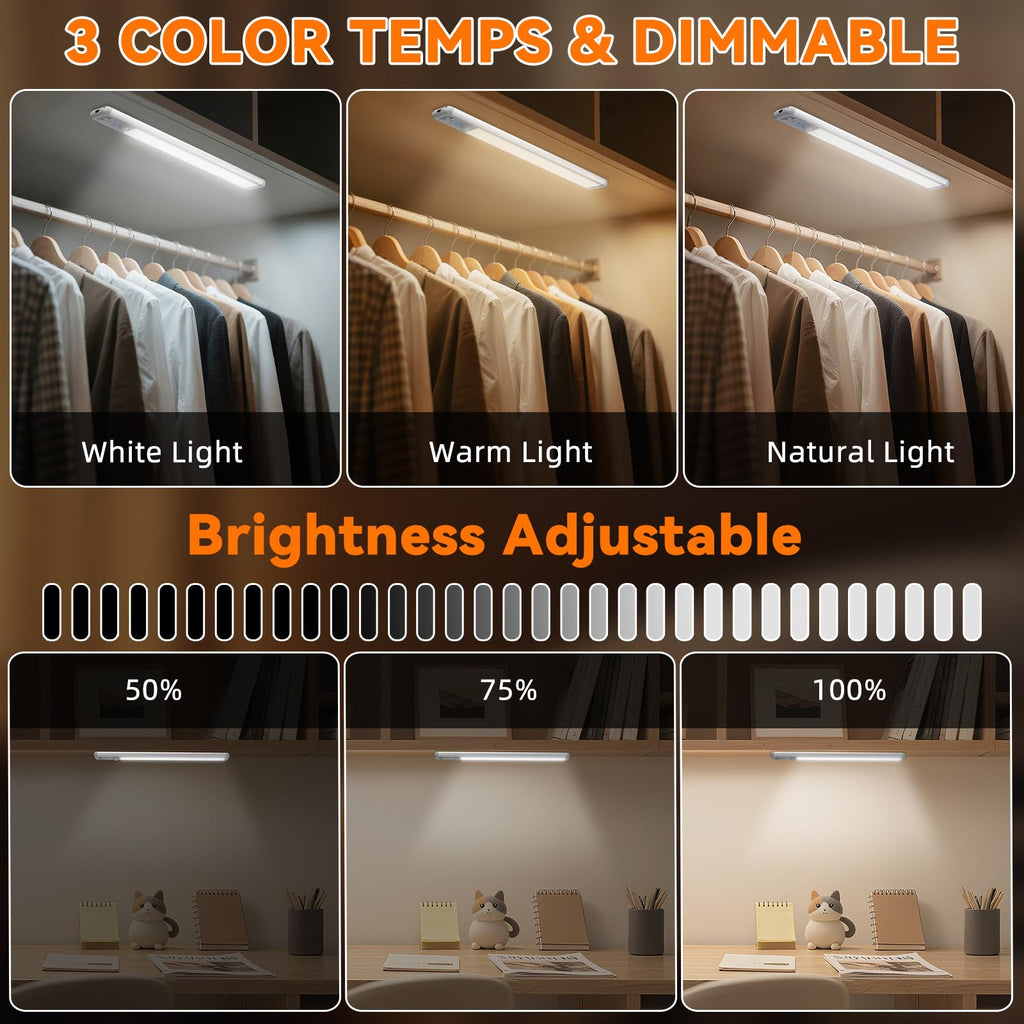 Under Cabinet Lighting Wireless, 15inch Motion Sensor Light, 3Pack-Black