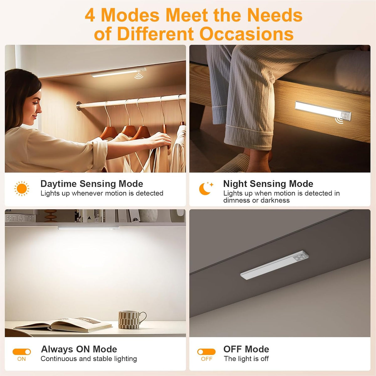 Gritin 10.2inch Under Cabinet Lighting Rechargeable 2 Pack