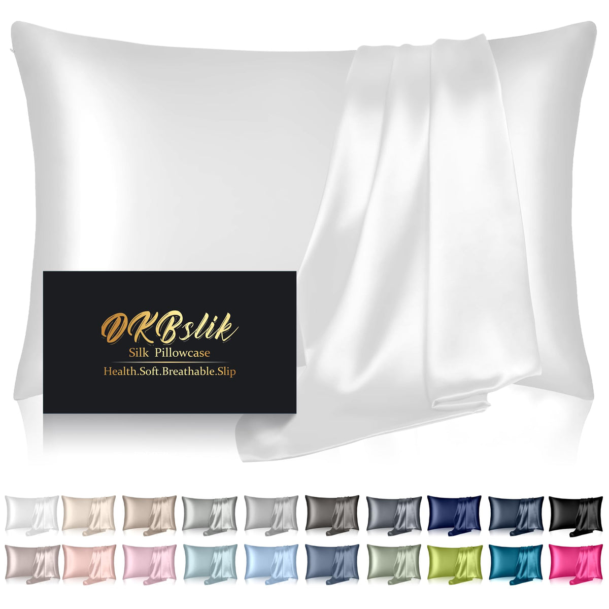 DKBslik Mulberry Silk Pillow Cases Queen Size with Zipper, Olive Green