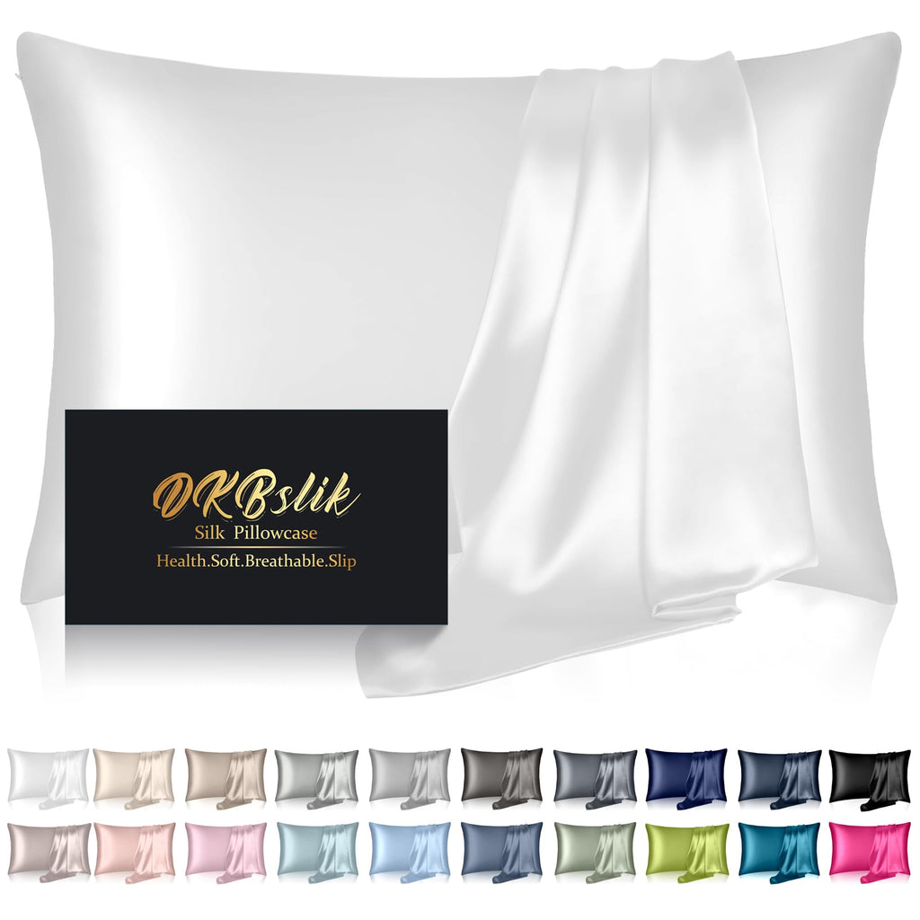 DKBslik Mulberry Silk Pillow Cases Queen Size with Zipper, Olive Green