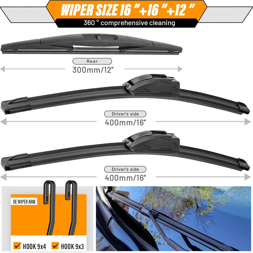 AUTOBOO Windshield Wiper Blade Replacement for Toyota RAV4 Mazda 5