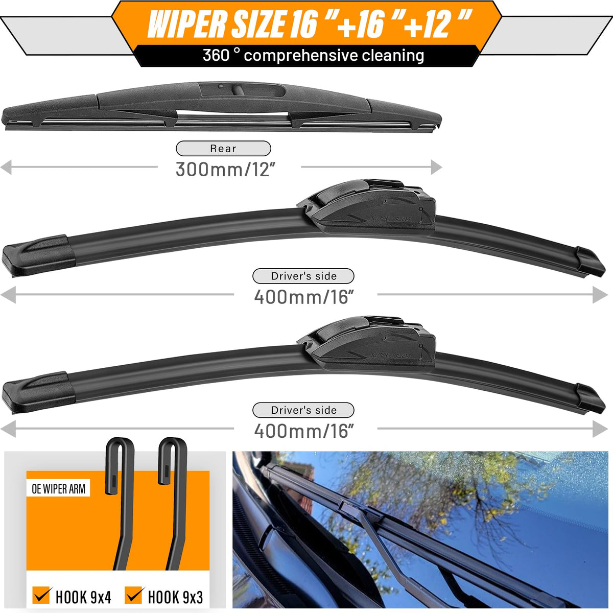 AUTOBOO Windshield Wiper Blade Replacement for Toyota RAV4 Mazda 5