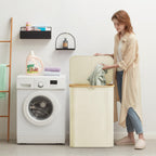 Lifewit 105L Large Laundry Basket with Lid, Removable Bags, Beige