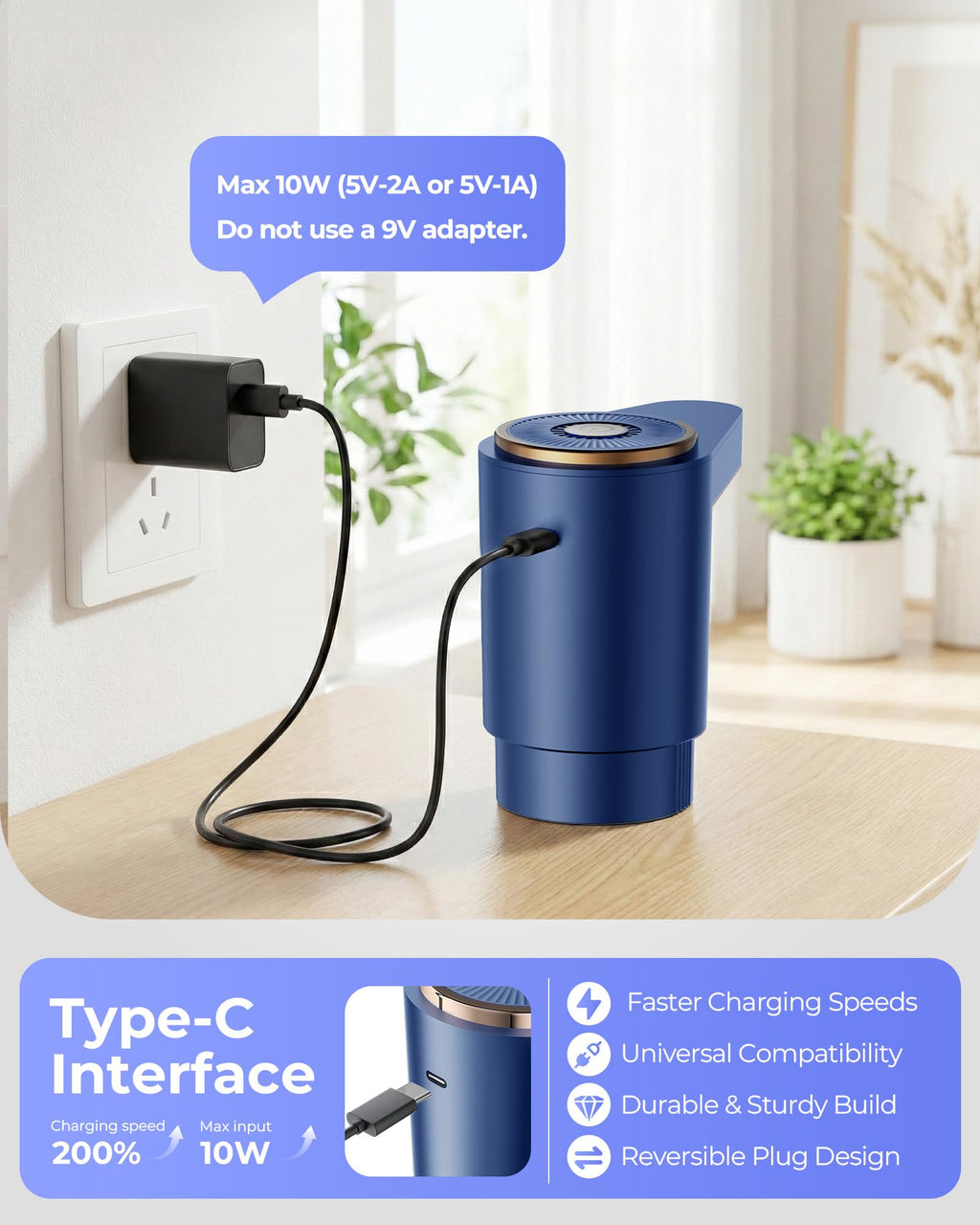 Water Jug Pump for 5 Gallon Bottle – Portable Electric USB-C Charging Dispenser, Dual Powerful Motors, Fast Flow, Fits 2-5 Gallon Jugs – Ideal for Home, Office, Camping, RV, Black