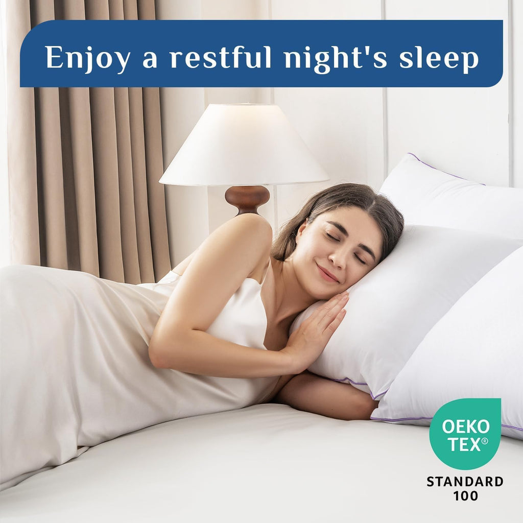 JOLLYVOGUE Firm King Size Pillows Set of 4, Cooling Supportive Bed Pillows with Oeko-Tex Certified Soft Down Alternative Fill, Luxury Hotel Quality for Back, Stomach and Side Sleepers