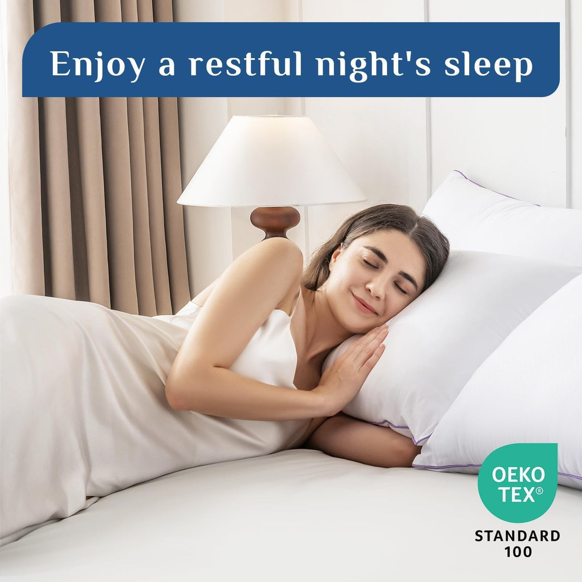 JOLLYVOGUE Firm King Size Pillows Set of 4, Cooling Supportive Bed Pillows with Oeko-Tex Certified Soft Down Alternative Fill, Luxury Hotel Quality for Back, Stomach and Side Sleepers