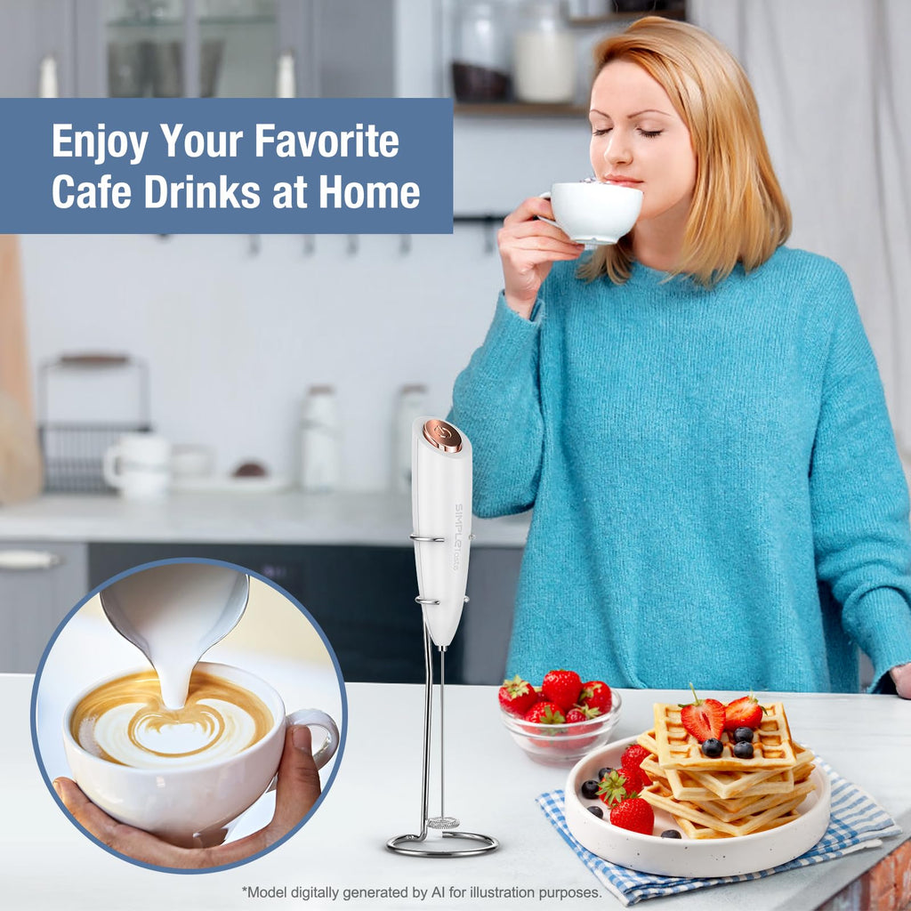 SIMPLETASTE Milk Frother Handheld Electric Foam Maker Battery Operated