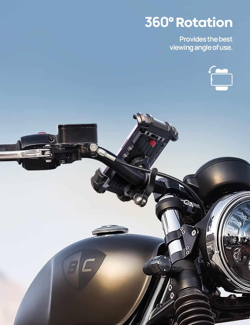 Lamicall Bike Phone Holder Motorcycle Mount - One-Hand Operation, Lockable