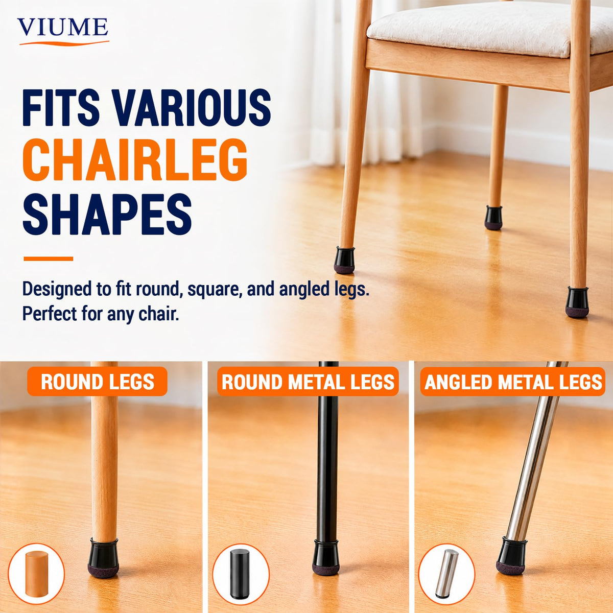 VIUME 24 Pcs Chair Leg Floor Protectors for Hardwood Floors Round