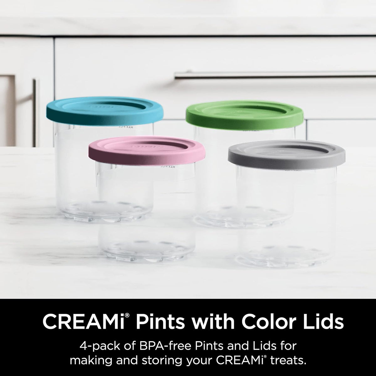 Ninja® CREAMi® Original Pints 4 Pack with Storage Lids, XSKPLD4BCD