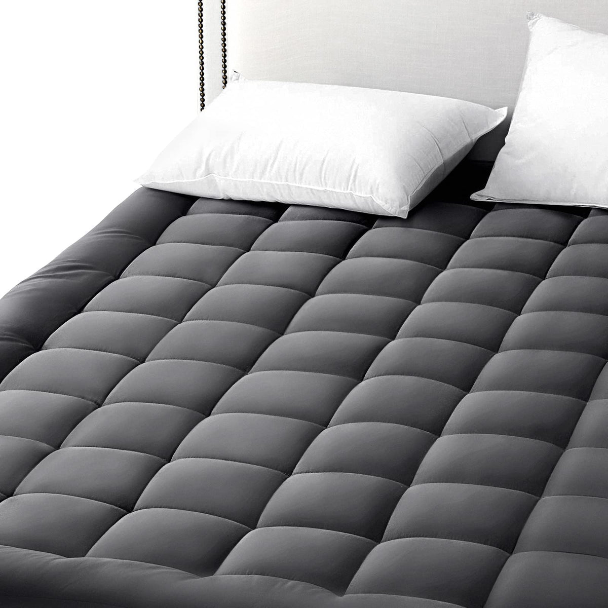 EASELAND King Size Mattress Pad Cotton Pillow Top Mattress Topper White