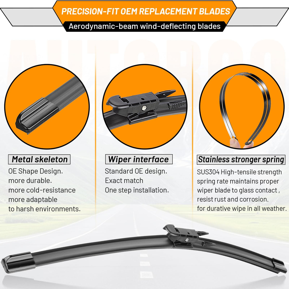 AUTOBOO Windshield Wiper Blade Replacement for Toyota RAV4 Mazda 5