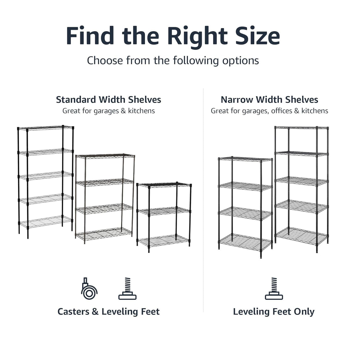 Amazon Basics 5-Shelf Tower Adjustable Storage Shelving Unit, Chrome, 16" x 16" x 54", 150 lbs Per Shelf