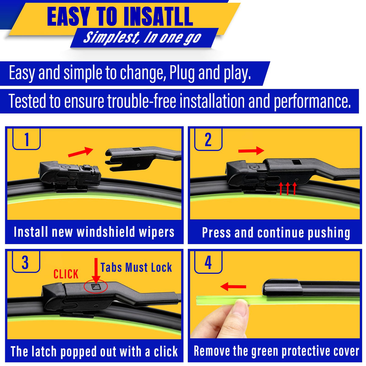 3 Wipers Fits Subaru Forester 2012-2018 Outback 2015-2019 Wiper Blades