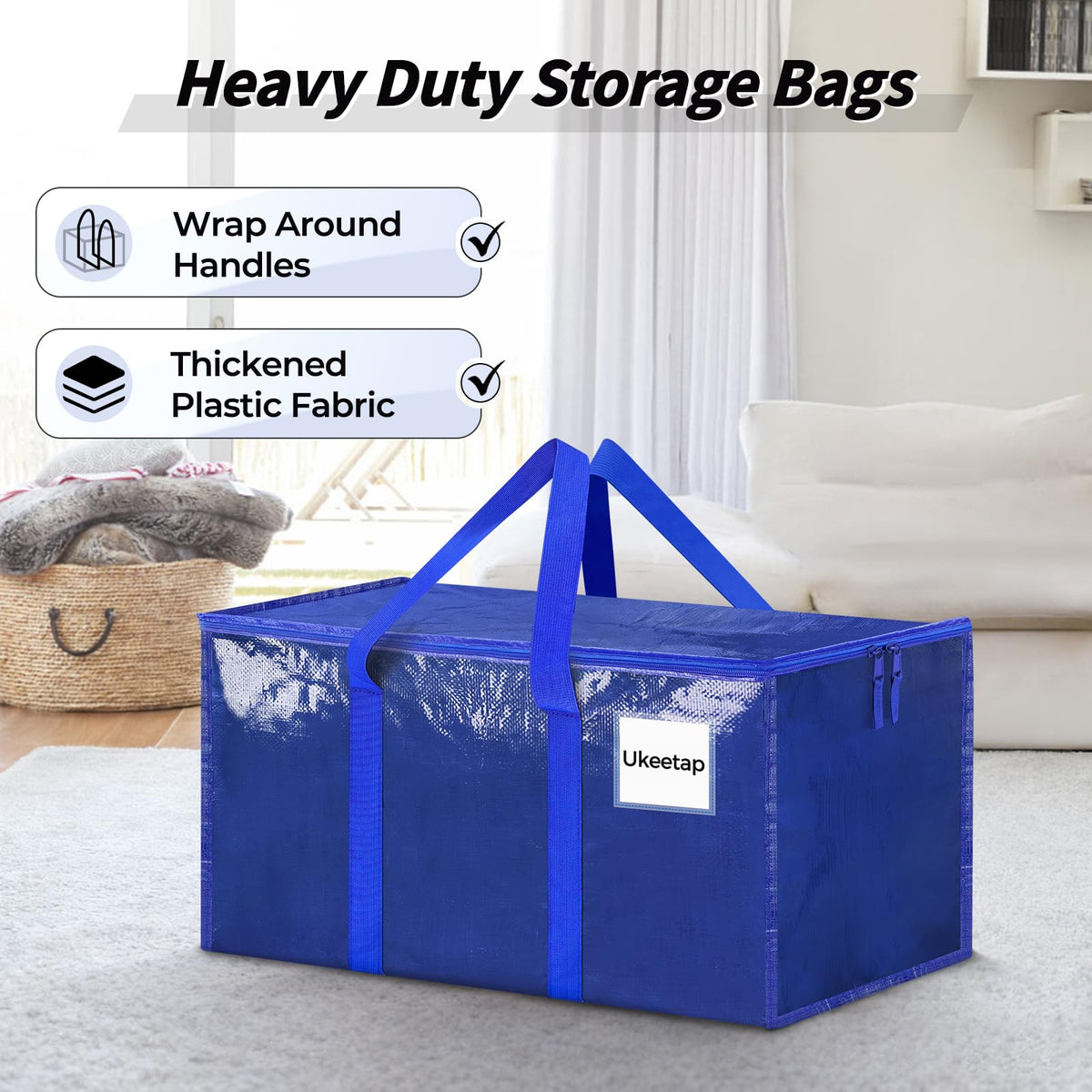 ukeetap 8 Pack Extra Large Clothes Storage Bins with Lids, Clear