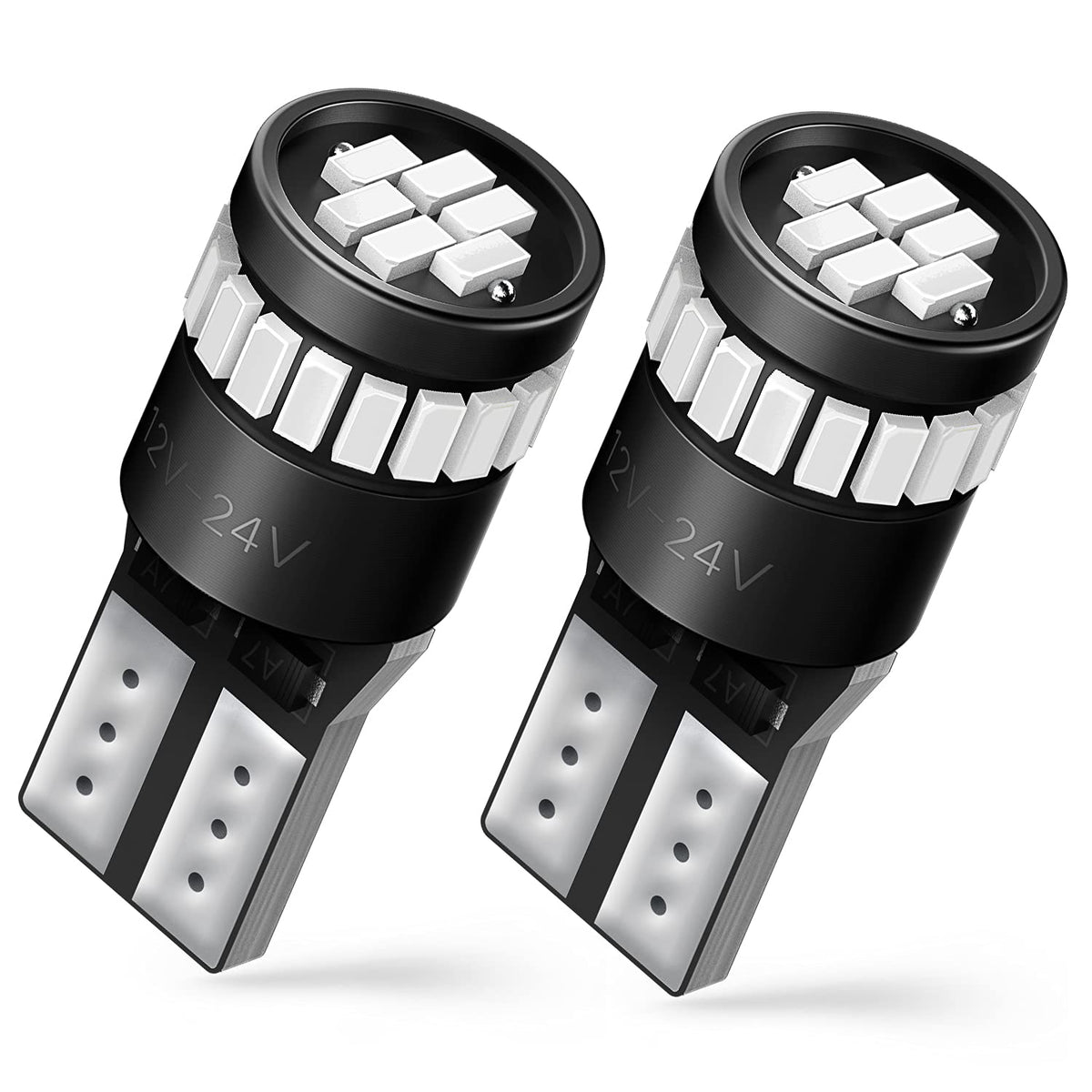 AUXITO 194 LED Bulbs for License Plate Light 168 175 2825 W5W T10 24-SMD 3014 Chipsets 6000K White for Car Dome Door Map Dash Courtesy Cargo License Plate Lights, Pack of 2