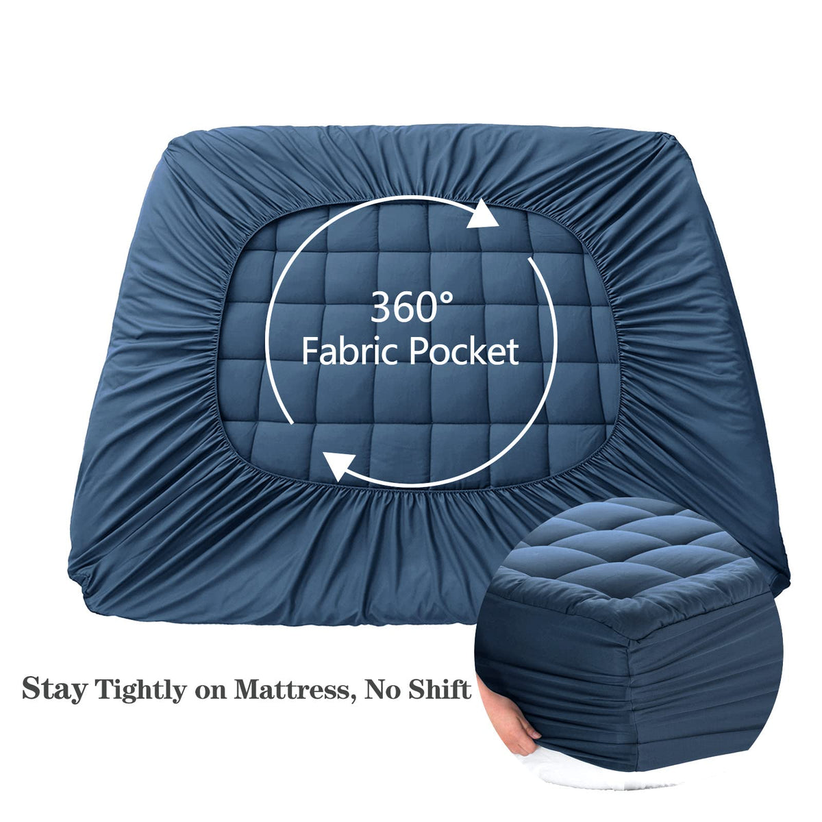 EASELAND King Size Mattress Pad Cotton Pillow Top Mattress Topper White