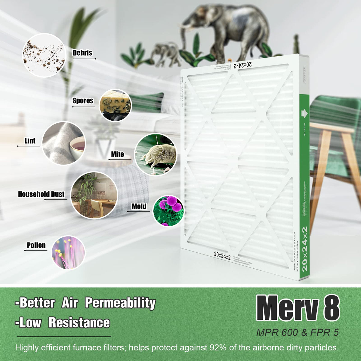 TRIGHTFILTERS 14x20x1 Air Filter 4 Pack, MERV 8 Filter Replacement