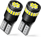AUXITO 194 LED Bulbs for License Plate Light 168 175 2825 W5W T10 24-SMD 3014 Chipsets 6000K White for Car Dome Door Map Dash Courtesy Cargo License Plate Lights, Pack of 2