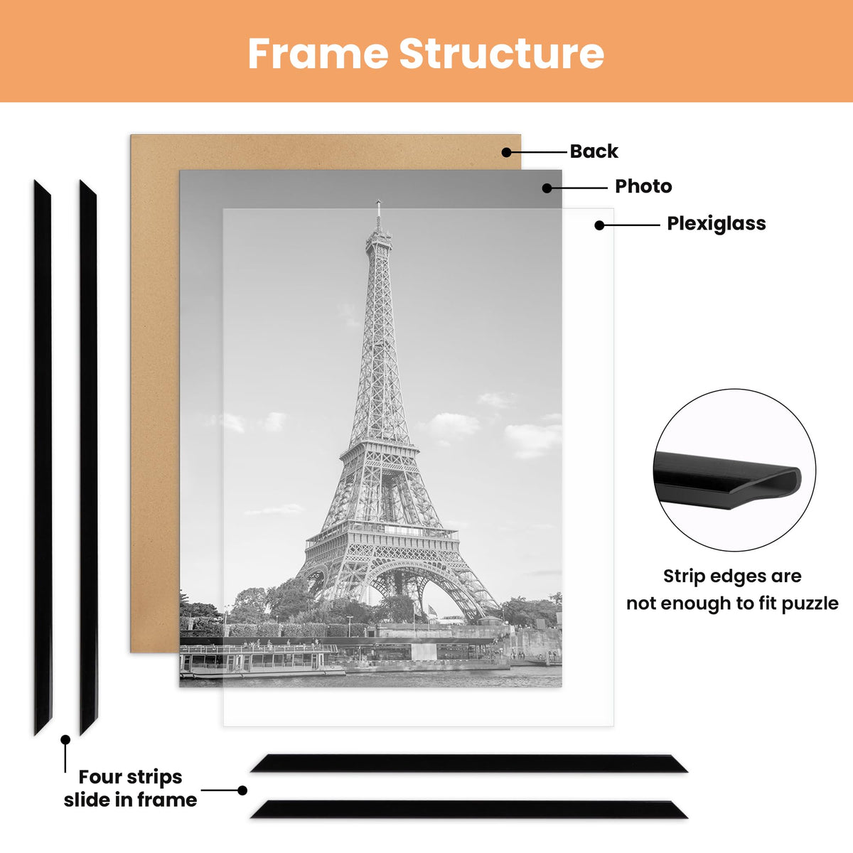 upsimples 12x16 Poster Frame, Easy Slide-In Assembly, White, 3 Pack