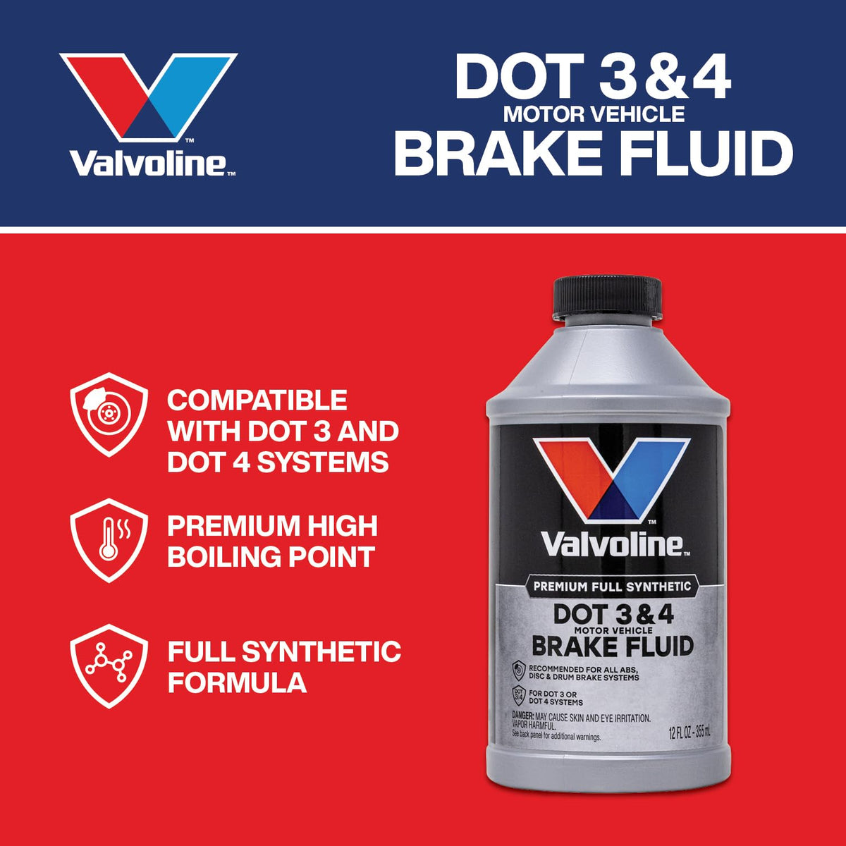 Valvoline DOT 3 & 4 Synthetic Brake Fluid, 32 oz