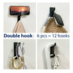 pickpiff 13LB Strong Stick-on Hooks for Coat & Towel, Black 4 Pack