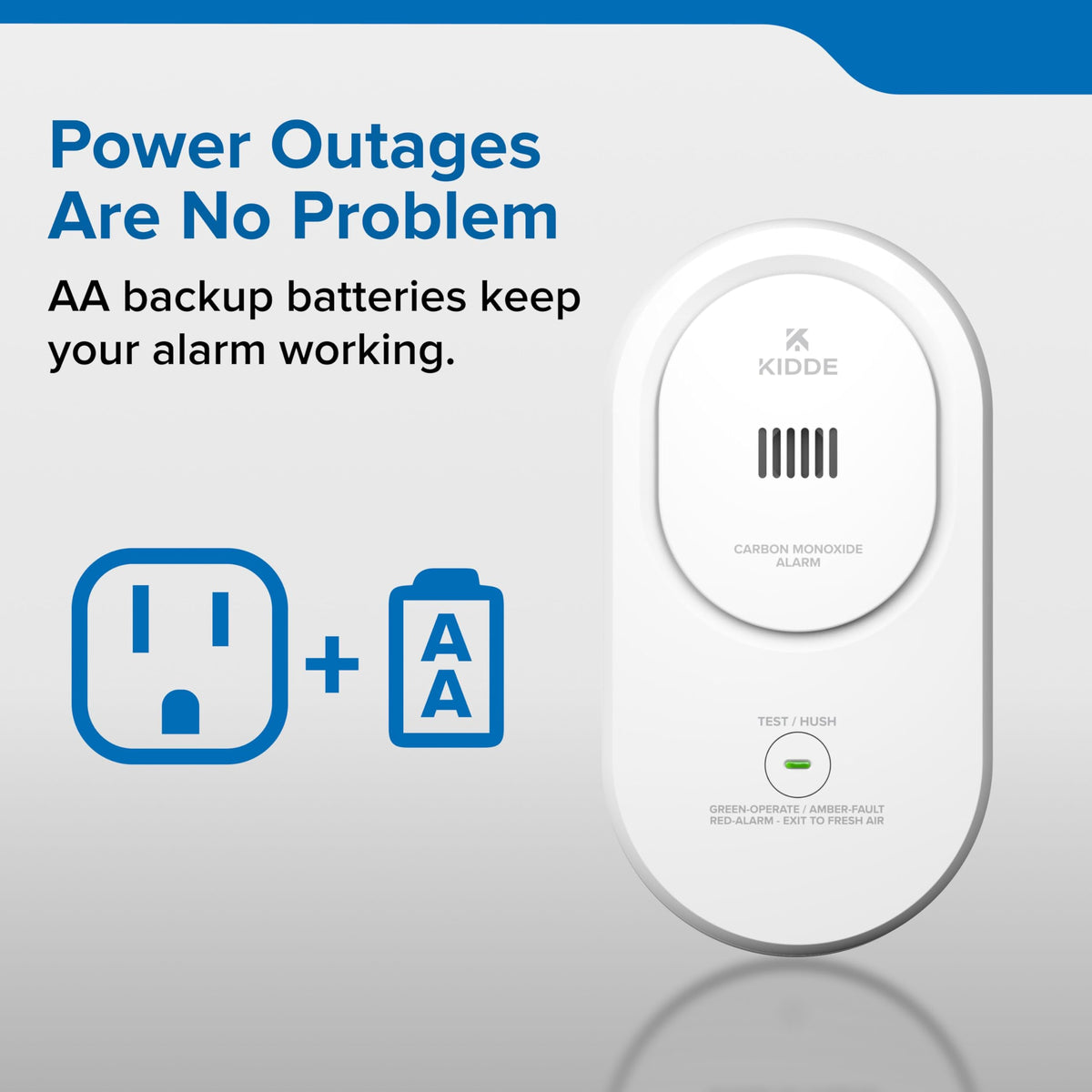 Kidde Carbon Monoxide Detector, Plug-in Carbon Monoxide Detector with AA Battery Backup, 85 dB Alarm, LED Status Light Indicators, 3rd Edition