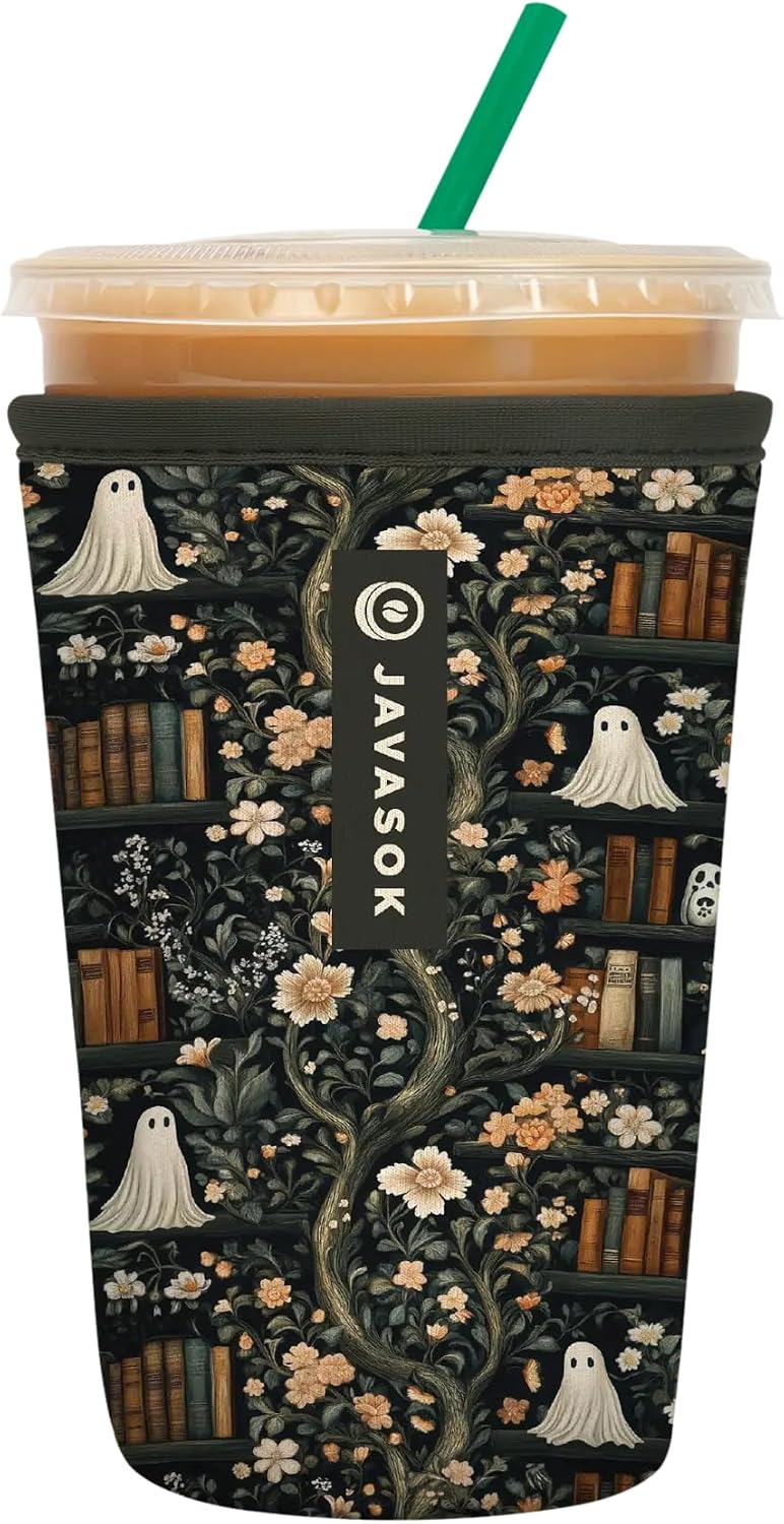 Sok It JavaSok Iced Coffee & Cold Soda Insulated Neoprene Cup Sleeve (Ghost Stories, Medium: 22-28oz)