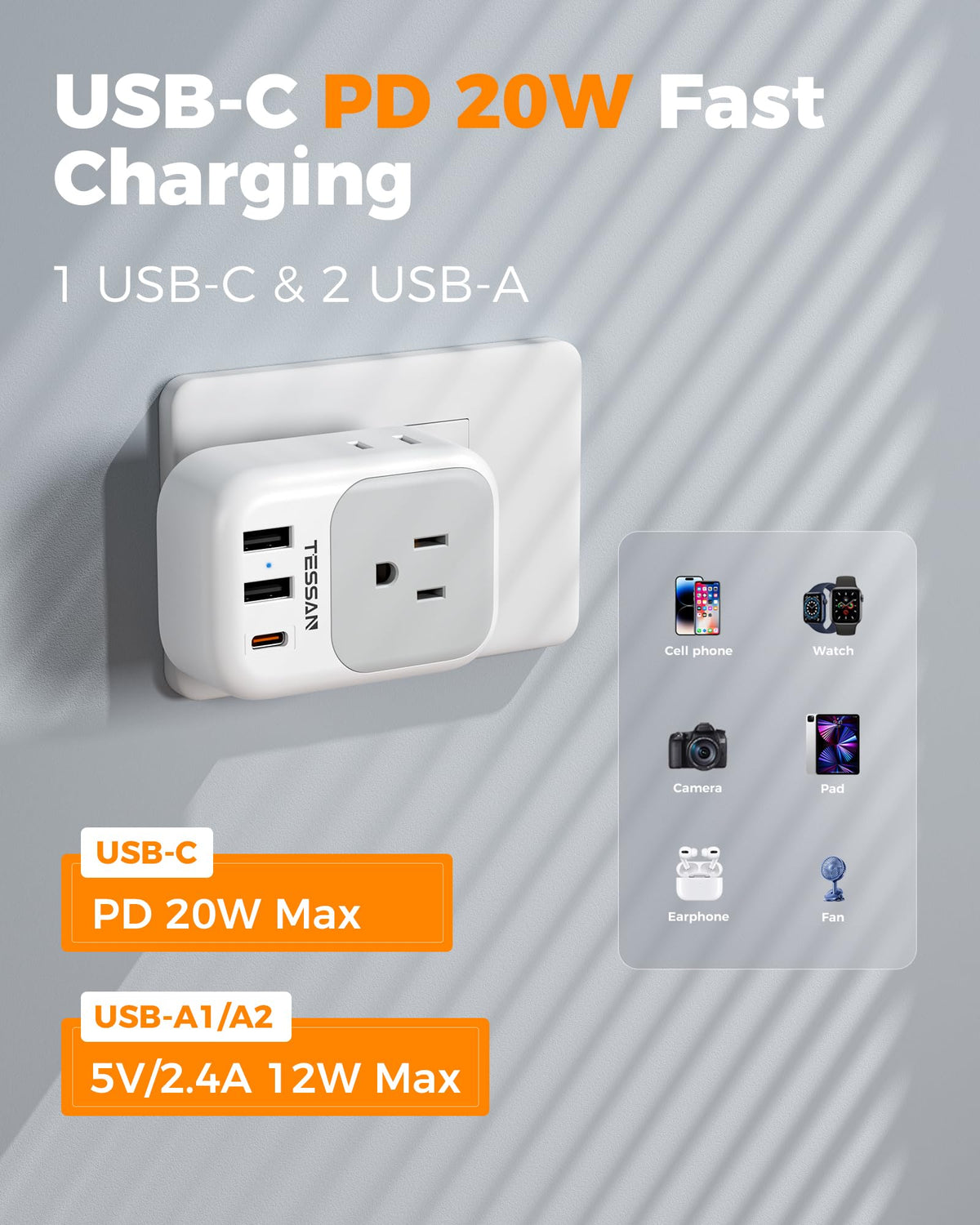TESSAN European Travel Plug Adapter 2 Pack, Type C Plug