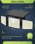 daphino 3000LM Solar Lights, Motion Sensor Outdoor Lights, 4-Head, 2 Pack