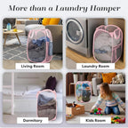 Handy Laundry Collapsible Mesh Pop-Up Hamper with Side Pocket