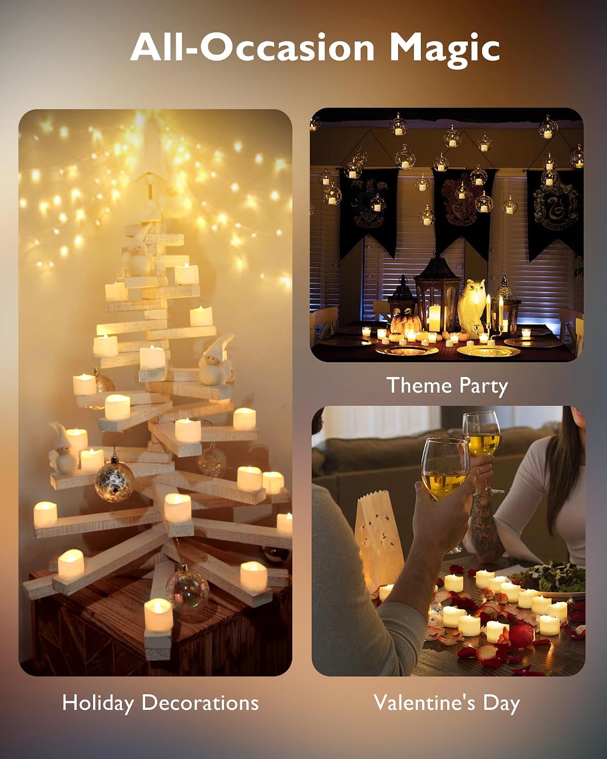 Homemory 12-Pack Battery Tea Lights with Timer Built in, Auto-On 6H Daily