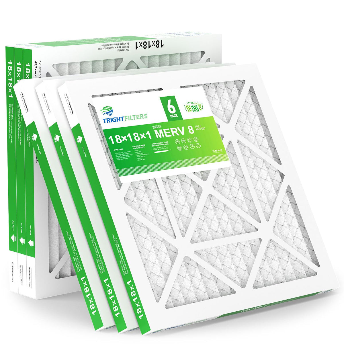 TRIGHTFILTERS 14x20x1 Air Filter 4 Pack, MERV 8 Filter Replacement