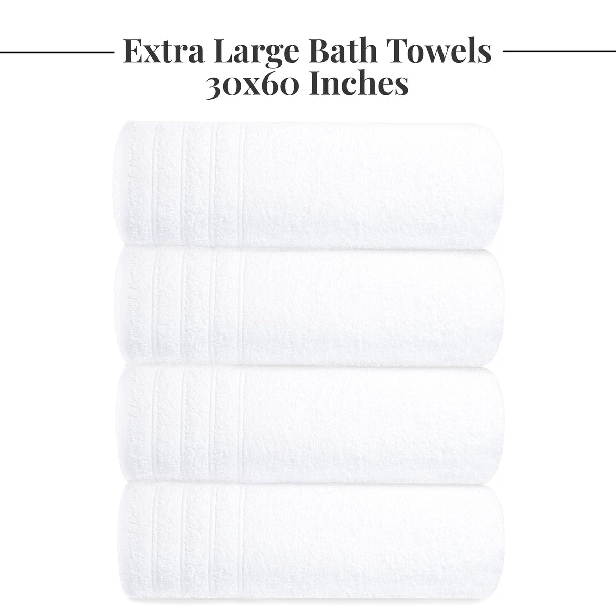 Tens Towels 4 Piece Extra Large Bath Towels 30 x 60 Inches, Dark Grey