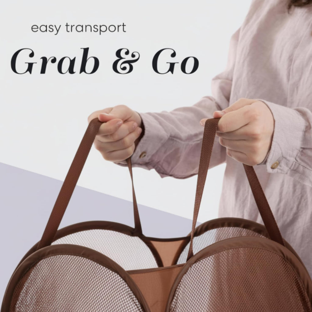 Handy Laundry Collapsible Mesh Pop-Up Hamper with Side Pocket
