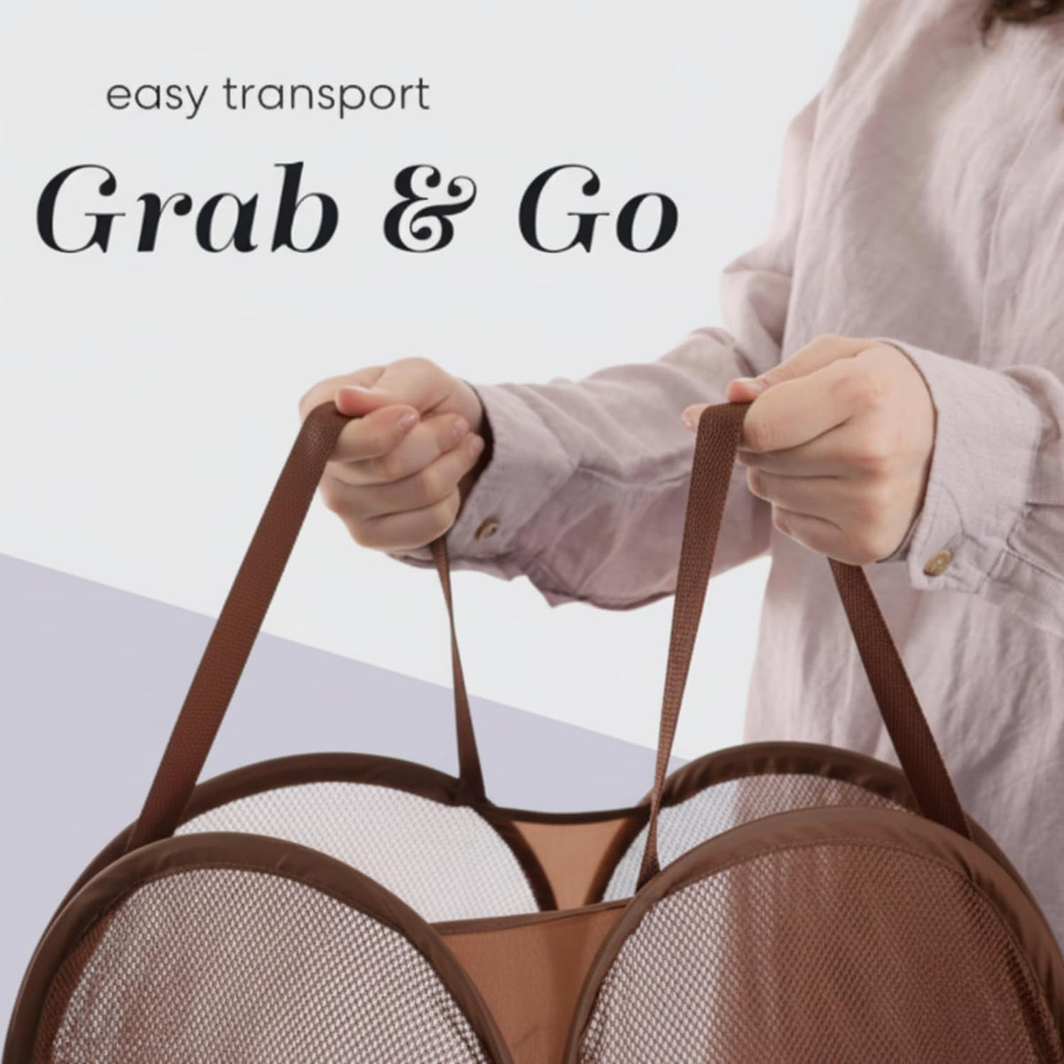 Handy Laundry Collapsible Mesh Pop-Up Hamper with Side Pocket