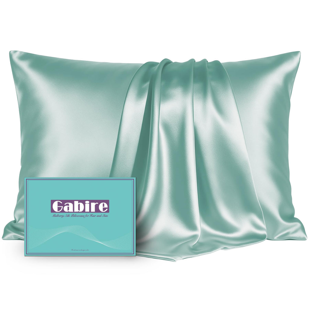 Gabire Mulberry Silk Pillowcases Set of 2, Both Sides Real Silk Pillowcase for Hair and Skin Prevent Acne Pillowcase Organic Silk Pillow case 2 Pack with Hidden Zipper, Navy Blue, Standard (20"×26")