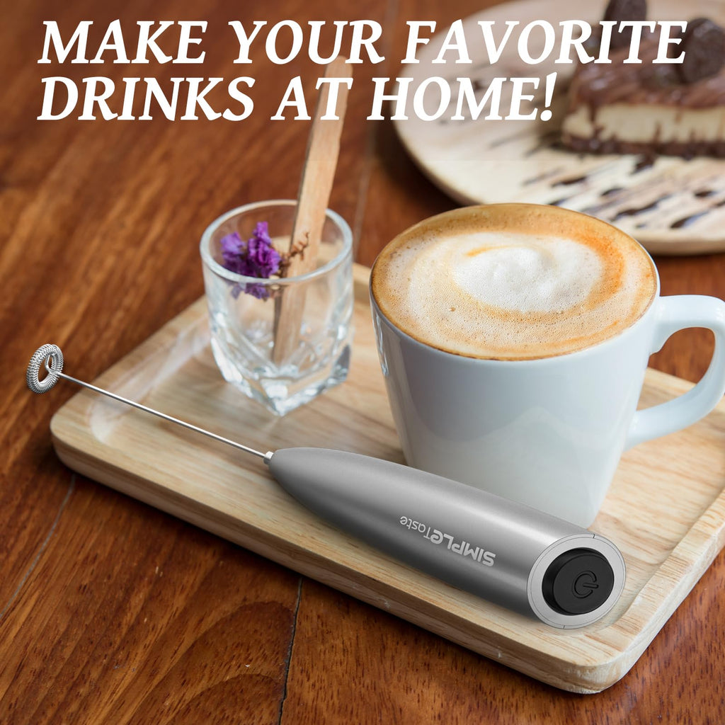 SIMPLETASTE Milk Frother Handheld Electric Foam Maker Battery Operated