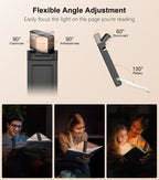 Gritin Book Light Rechargeable, Clip on LED Reading Light for Books in Bed