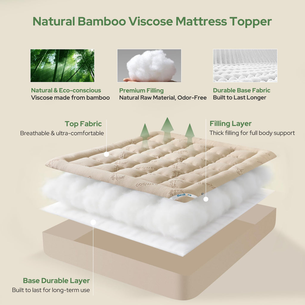 BEDLORE Twin Mattress Topper, Thick Soft Pillow Top Bed Topper