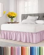 CGK Wrap Around Dust Ruffle Bed Skirt - Full Size, 14" Inch, Light Grey