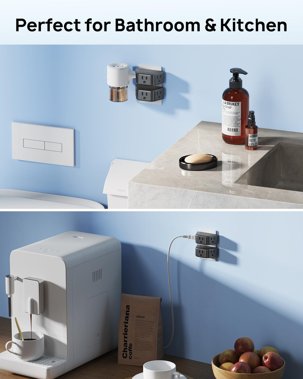 TROND Multi Plug Outlet Extender 2 Pack, Outlet Splitter for Bathroom