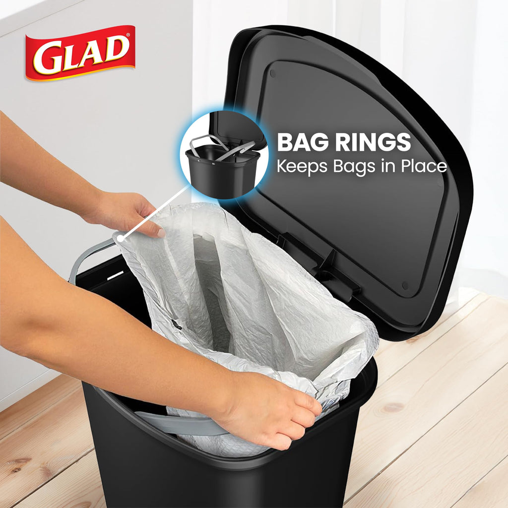 Glad Trash Can with Clorox Odor Protection | Plastic Bin, 13 Gal, Black