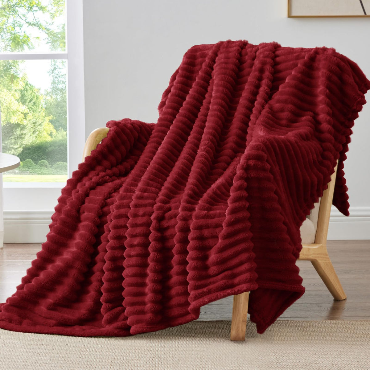 BEDELITE Ribbed Full Size Blanket for Bed, Olive Green, 84"x90"