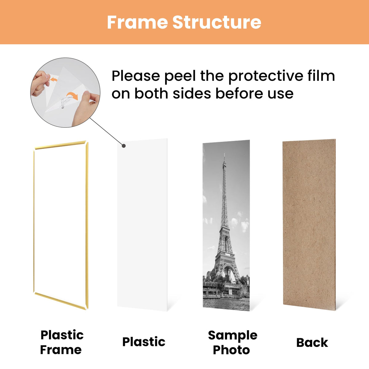 upsimples 12x16 Poster Frame, Easy Slide-In Assembly, White, 3 Pack
