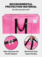 HOMESURE Supports 200lbs Heavy Duty Moving Bags - Strong Zipper & Wrap-Around Handles - Water-Resistant Storage Totes, Durable Alternative to Moving Boxes - 4 Pack - Semi-Transparent