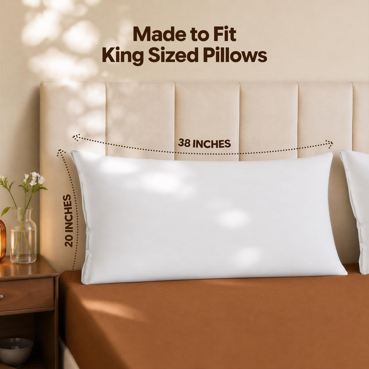 Set of 2 Pillow Protectors with Zipper Standard Size, Pillow Covers