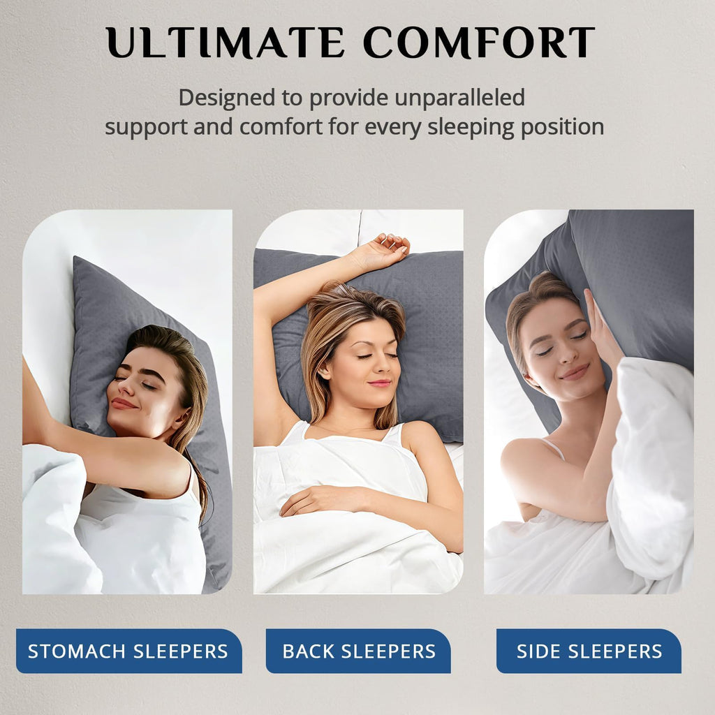 JOLLYVOGUE Firm King Size Pillows Set of 4, Cooling Supportive Bed Pillows with Oeko-Tex Certified Soft Down Alternative Fill, Luxury Hotel Quality for Back, Stomach and Side Sleepers