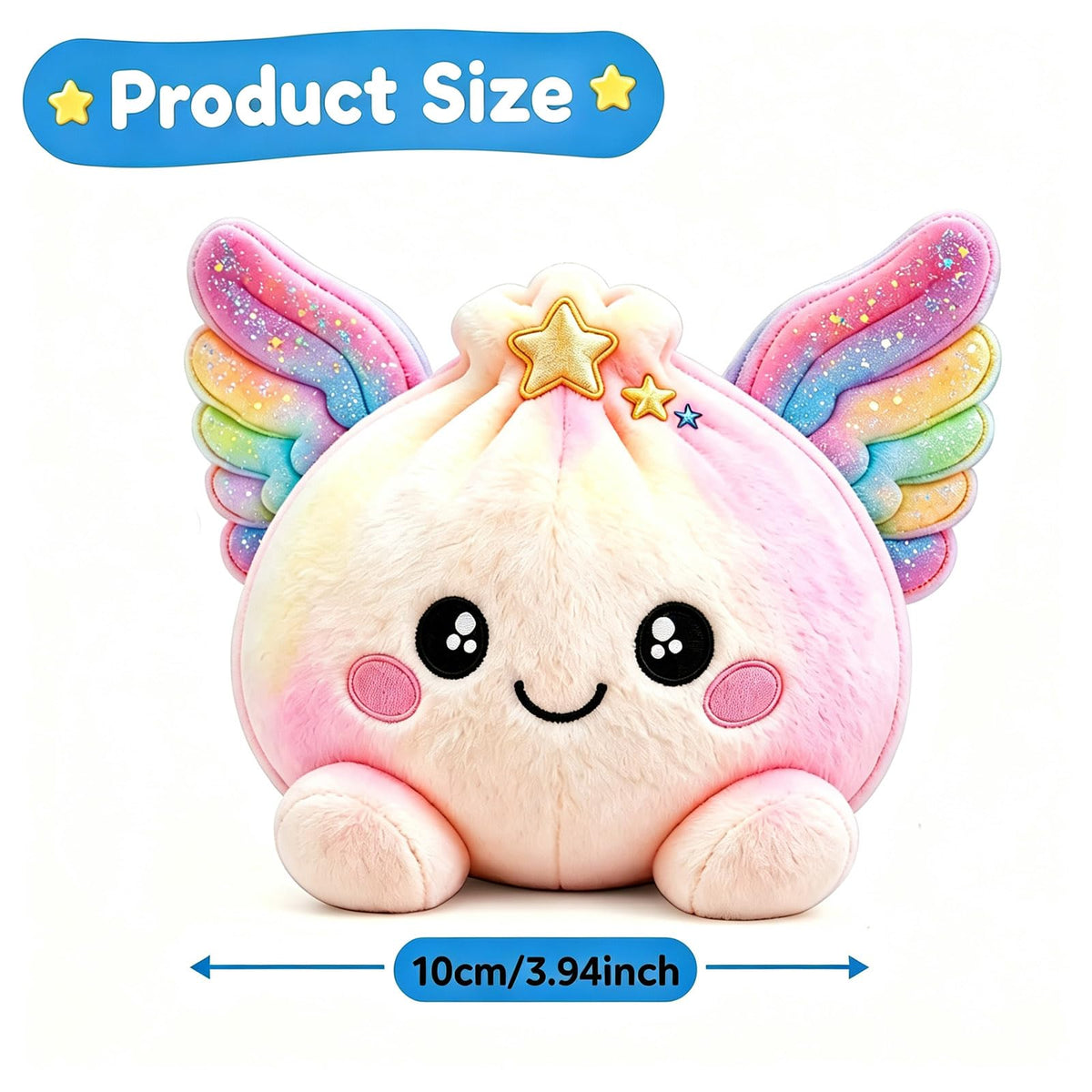 Plush Stuffed Dumpling Squishies, 3.94" Big Rainbow Squishes with Steamer